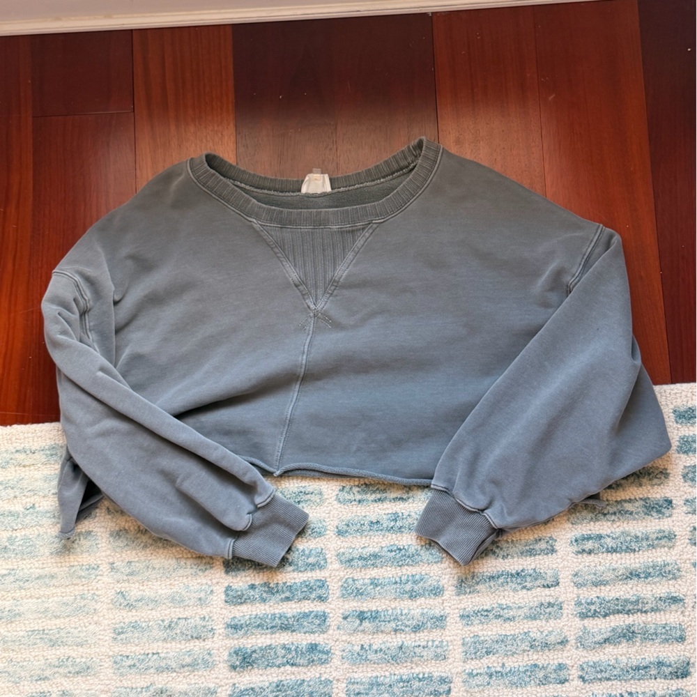 Peach Love California Gray Ribbed Crewneck Top